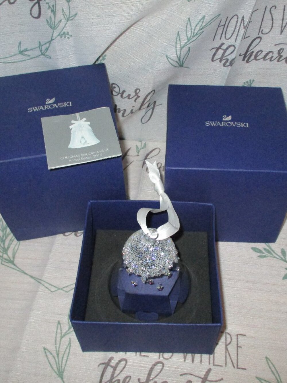 Swarovski Crystal Bell Star Glass Ornament  in box